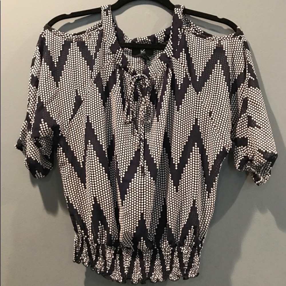 👚IZ Byer Blue and White Dot Dress Top S